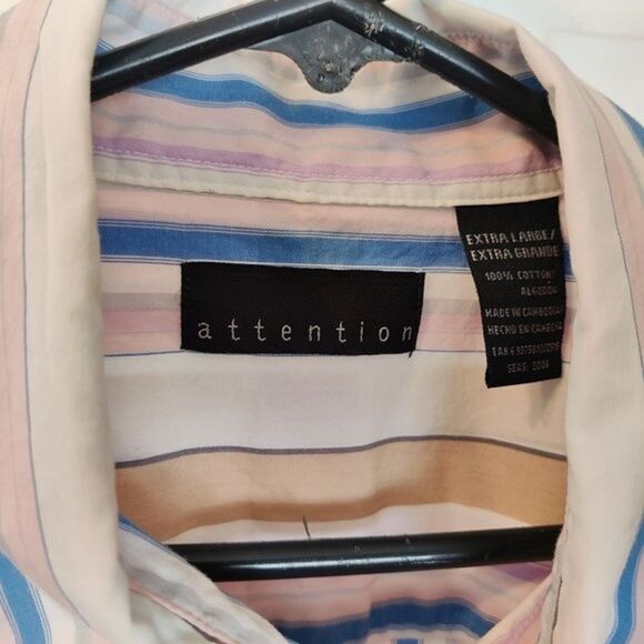 Men's Attention Long Sleeve Stripe Shirt Size Extra Large-Nice Casual Shirt - Picture 10 of 11